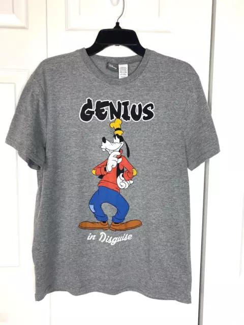 KIDS LARGE/WOMENS MED Tee Shirt Disney Goofy Genius In Disguise Grey ...