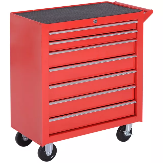 DURHAND Roller Tool Cabinet Storage Chest Box Garage Workshop 7 Drawers Red