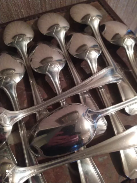 12 Cuillères de Table ART DECO Orfèvrerie Christofle Métal Argenté