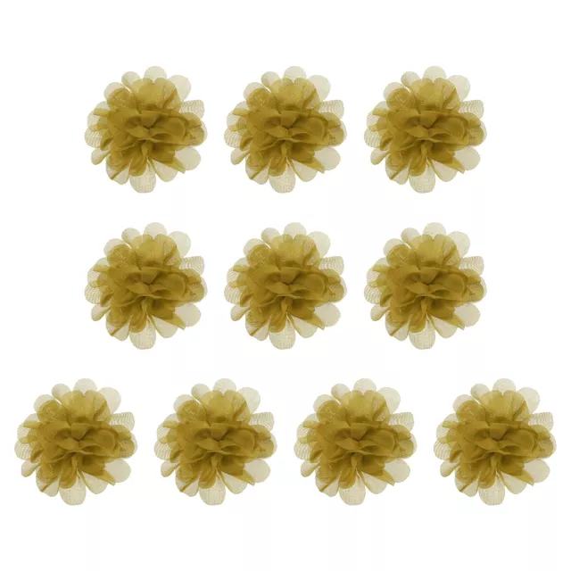 10Pcs 2.8" Chiffon Flowers Fabric Flower Sewing Fabric Appliques Ginger