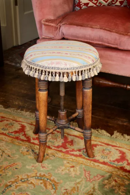 A Lovely Antique Regency Adjustable Piano Stool, Swept Feet and Cross Stretcher A Lovely Antique Regency Adjustable Piano Stool, Swept Feet and Cross Stretcher