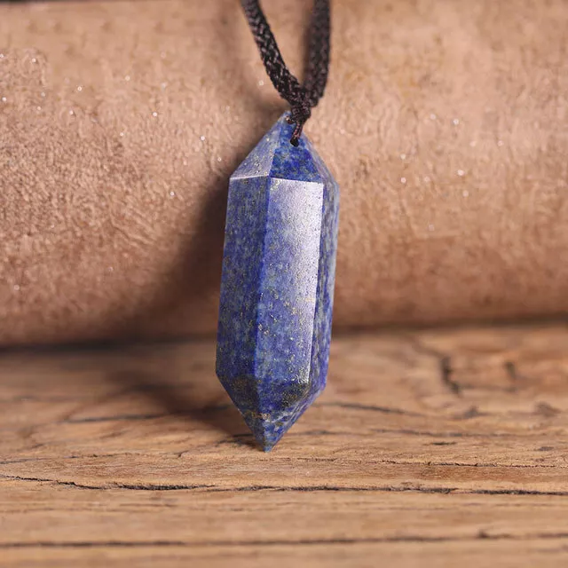 Natural Stone Crystal Hexagonal Points Pendant Healing Amulet Unisex Necklace 5