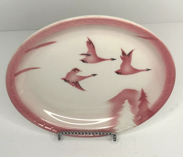 Syracuse China EconoRim TRAVELER Railroad Oval Platter Date 8GG 9 3/4" X 7 7/8
