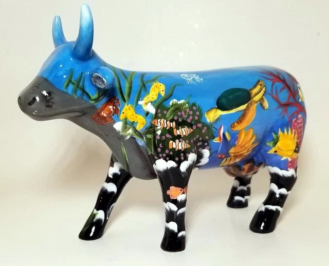 2005 Cow Parade Westland Giftware #7342 "The Elusive Sea Cow" with Colorful Fish
