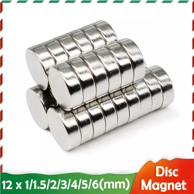 Magneti al neodimio disco rotondo Ø 12x1/1,5/2/3/4/5 mm super resistenti terre rare N35