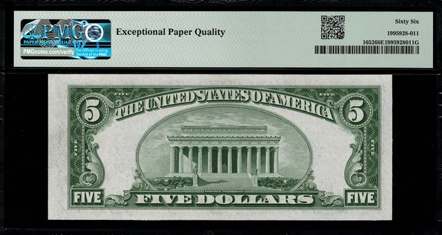 1934B $5 Silver Certificate FR-1652 LA Block - Graded PMG 66 EPQ - Gem Unc. 2