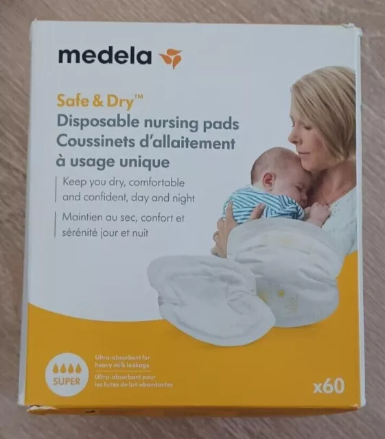 Medela Safe & Dry - SUPER (Ultra-absorbent) Disposable Nursing Pads 60 Count