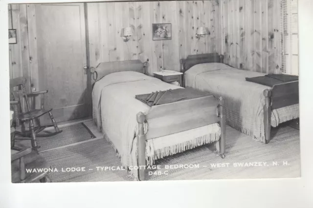 Eastern Real Photo Postcard Typical Bedroom Wawona Lodge West Swanzey NH