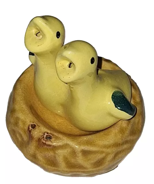 Vintage Baby Birds Chicks In Nest Salt And Pepper Shakers.  Made in Japan