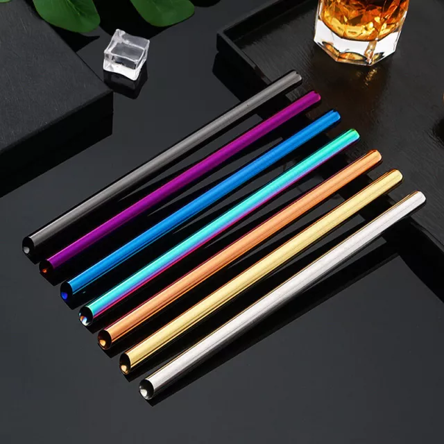 5/10PCS Stainless Steel Straw Reusable Metal Drinking Straw 8.4'' Long 0.5'' Dia