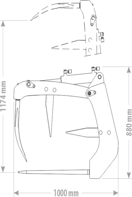 Krokodilgebiss Krokodilzange Silozange Euroaufnahme 150 cm 280 kg 🚜 2 Zylinder 3