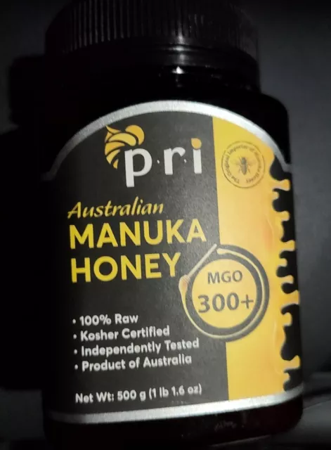 PRI Manuka Honey, MGO 300+, 1.1LB Australian Raw Manuka Honey (500g) Exp 11/2027