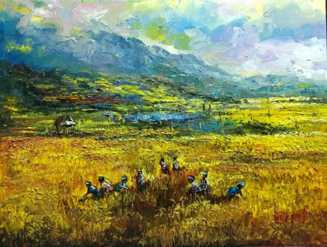 Artist IB PUJA  "Harvest 2" Oil paintings Bali SIZE 60X80CM