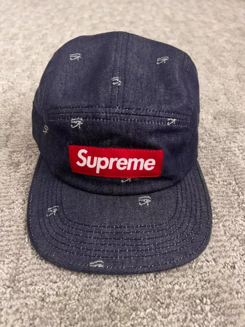 SUPREME Blue Denim Eye 5-Panel Camp Cap Red Box Logo 2013