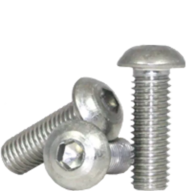 #4-40 x 3/4" Button Socket Cap Screws, NS, 18-8 Stainless A2, FT, Coarse, Qty 25