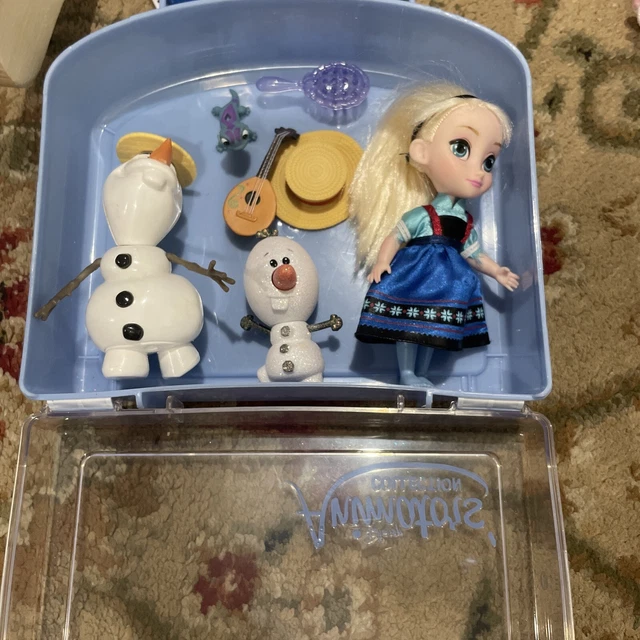 DISNEY ANIMATORS COLLECTION Elsa Doll Frozen Mini Playset 5" w/Carry