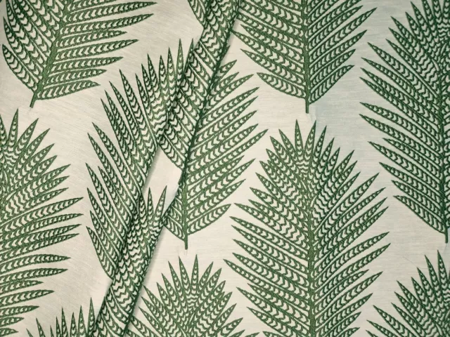 High End Designer Fabric Embroidered Leaves ~ Emerald Green $39.88/yd. 2Yd. Min.