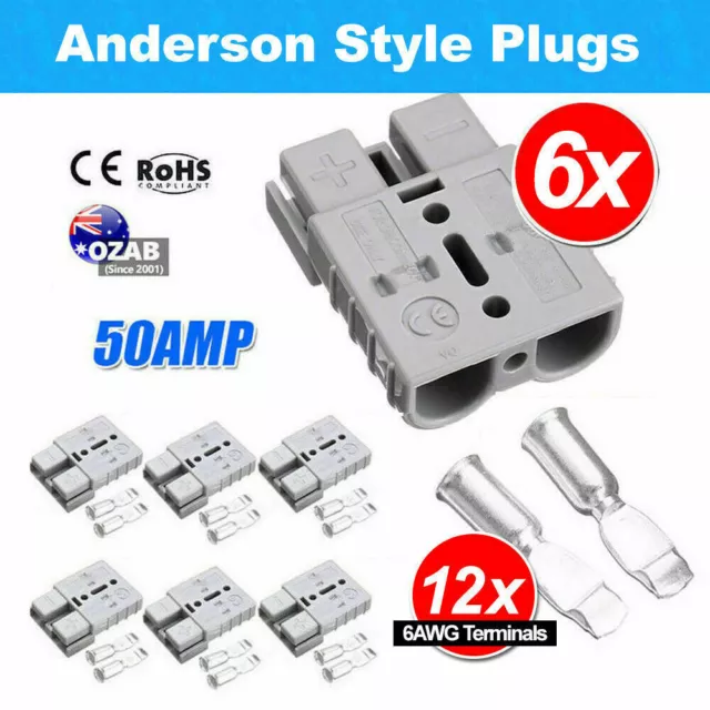 6X Anderson Style Plug Connectors Exterior DC Solar Caravan Power 50 AMP 12-24V