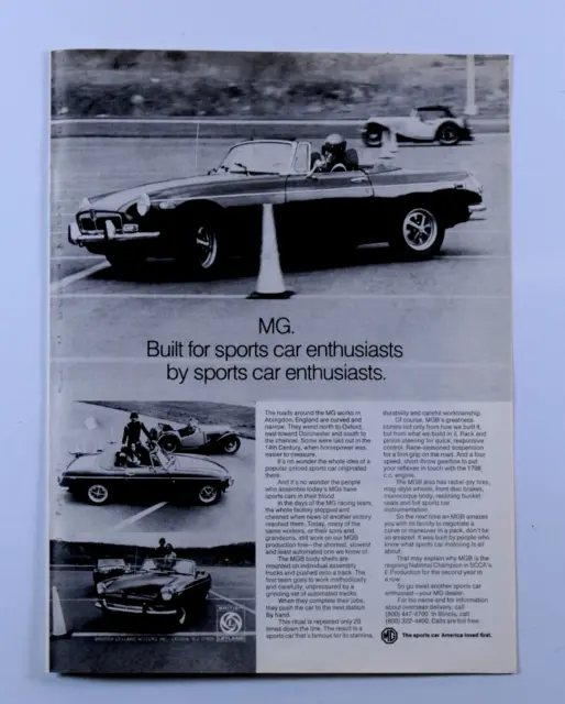 1973 MG Convertible Vintage Original Print Ad 8.5 x 11"