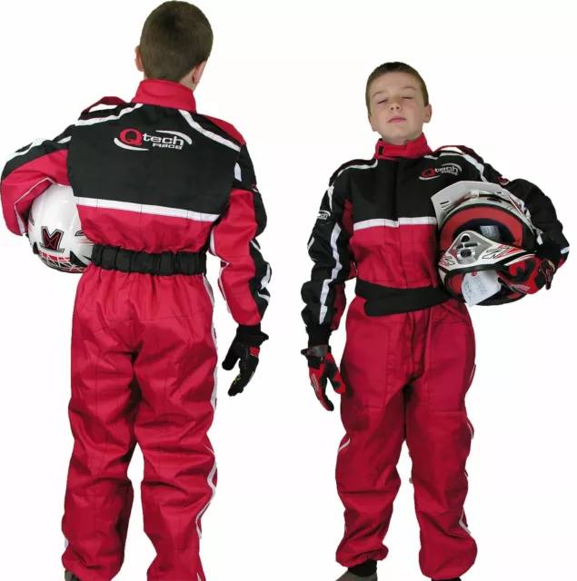 GO - Kart One Piece RACE SUIT Overalls Karting Quilted Polycotton - RED