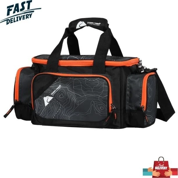 NEW Ozark Trail 360 Fishing Tackle Bag With Tackle Boxes, Black, Water-resistant