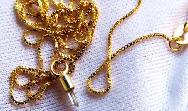 Pendentif Diamant En Or 18 Carats - Pierre Baguette EVVS1, Chaîne Plaqué Or - Neuf Avec étiquettes