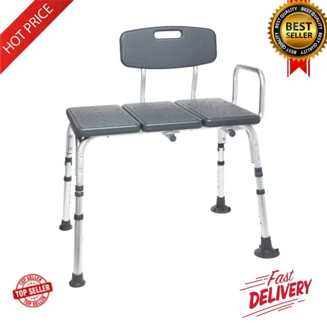 NEW Durable Transfer Bench with Back Rest, Shower Bench Shower Chairs, Black