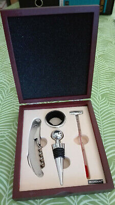Brandani BRANDANI SET Cavatappi+tappo anello salvagoccia LEGNO ZINC ALLOY ACCIAIO INOX 