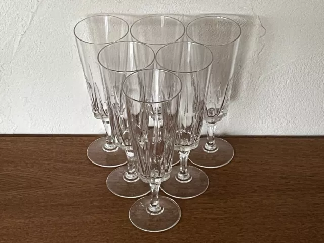 Lot de 6 verres flutes à champagne en cristal d'Arques modèle Versailles / TBE !