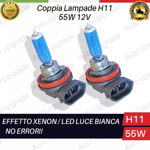 Coppia Lampade Lampadine Blue H11 Effetto Xenon Luce Led Bianco Ultraluminosi