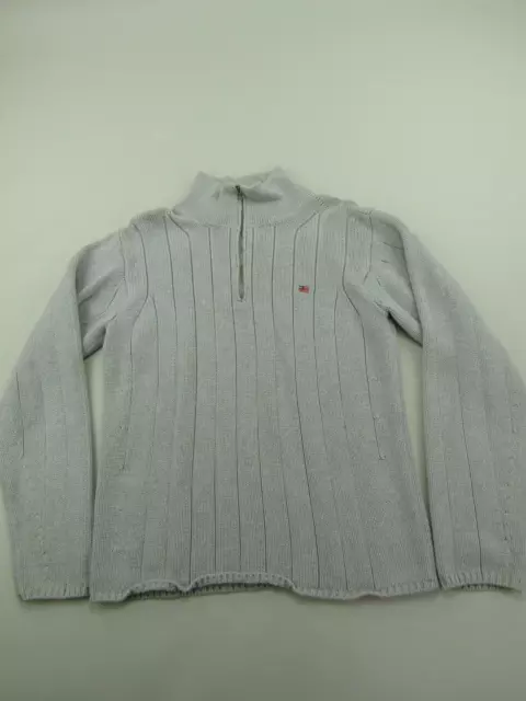 POLO JEANS CO 1/4 Zip Sweater Mens Medium Gray Long Sleeve 100% Cotton ...