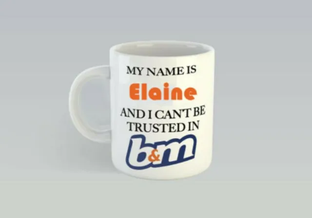 b and m cant be trusted funny christmas gift personalised mug