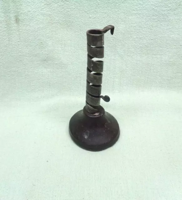Antique Primitive Original 1700's Iron hand forged Spiral Candle Holder