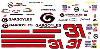 #31 Dale Earnhardt jr Gargoyles 1/64th HO Scale Slot Car Decals