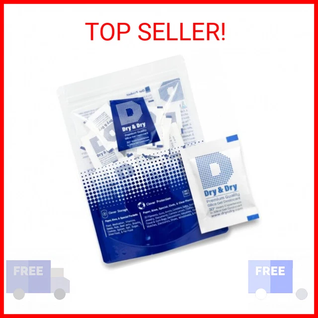 Dry & Dry 2 Gram [100 Packets] Food Safe Silica Gel Packs Desiccants - Rechargea