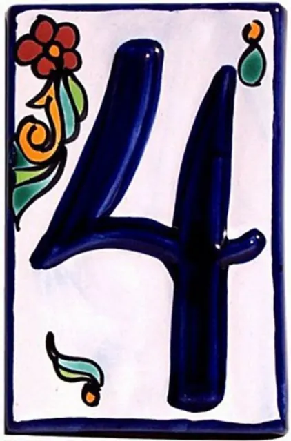 Mexican Talavera Colonial Tile Address House Number Four