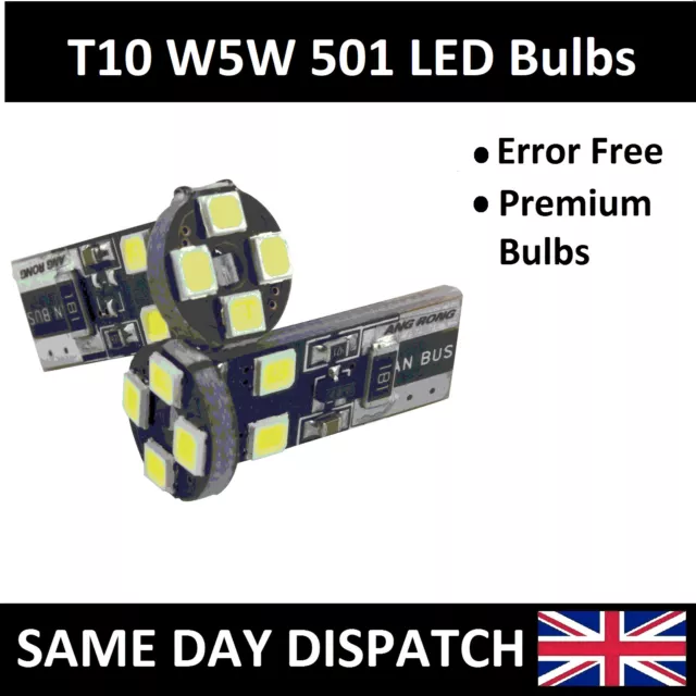 T10 Car Bulbs Led Error Free Canbus 8 Smd Xenon White W5W 501 Side Light Bulb Uk