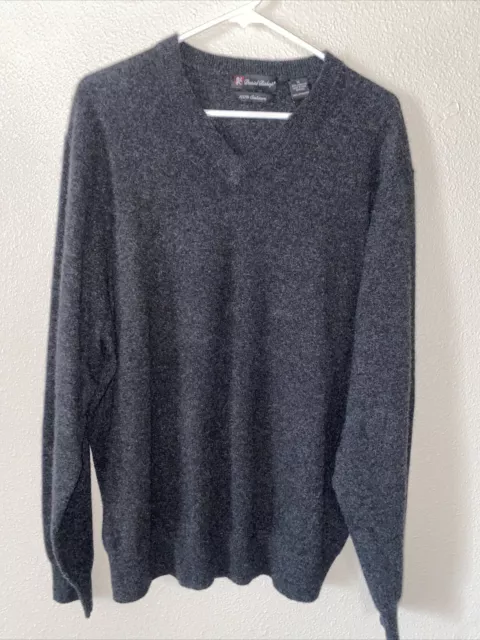 Vintage Daniel Bishop men's gray V-neck sweater 100% cashmere sweater SIZE XL