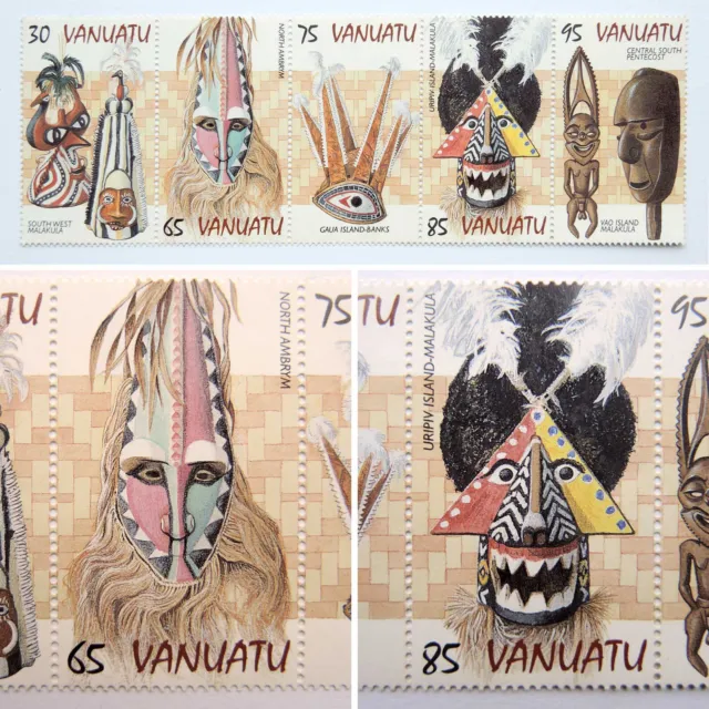 Masken Briefmarken VANUATU Ozeanien postfrisch ungestempelt  Motiv Stammesmasken
