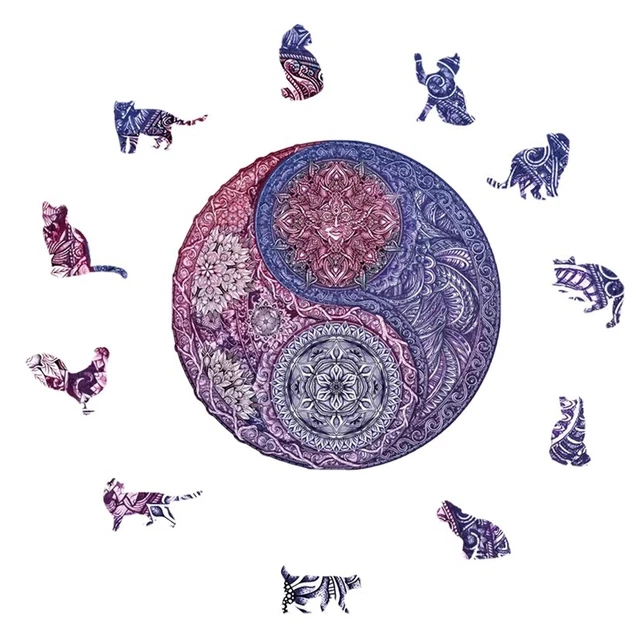 Mandala Balance wooden puzzles for adult kid, unique irregular animal shaped pcs