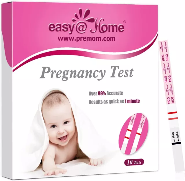 Easy@Home Pregnancy Test Strips Kit: 10-Pack HCG Test Strips