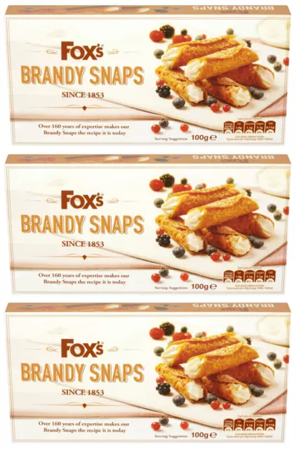 BRAND NEW - 3 X Fox's Fabulous Brandy Snaps 100g Box - Xmas Gift Fresh Stock