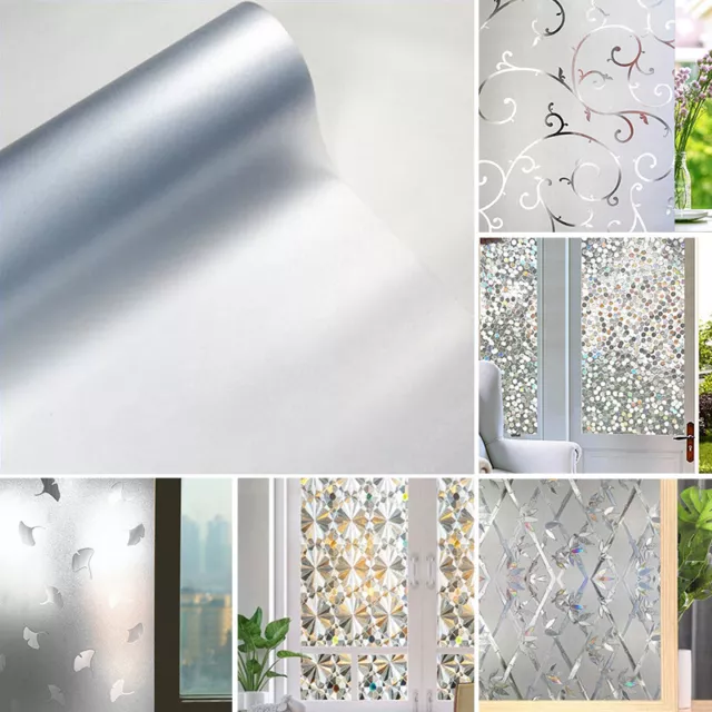 Window Film Stickers Privacy Glass PVC Static Cling Frosted Stained Bathroom