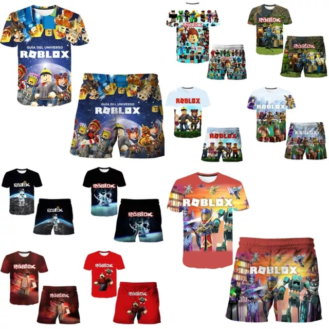 Roblox Boys Short Sleeve T-shirt Summer 3d Printed Tee Tops Kids