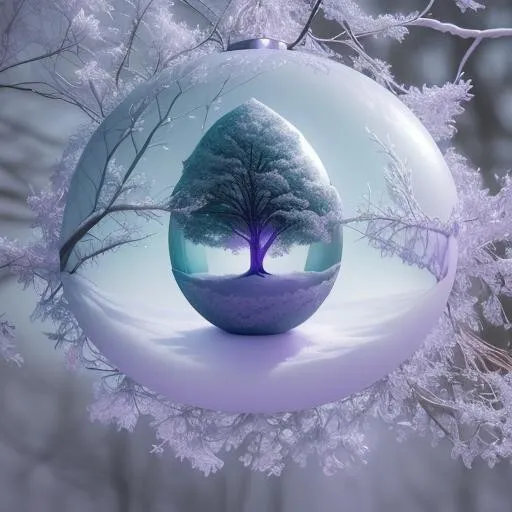 Fantasy Art Orb Globe Snow Forest Winter Digital Asset Digital Collectible