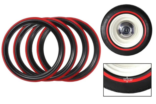 16 inch wheel Black and Red wall tyre line Old style Insert trim Set.Portawall