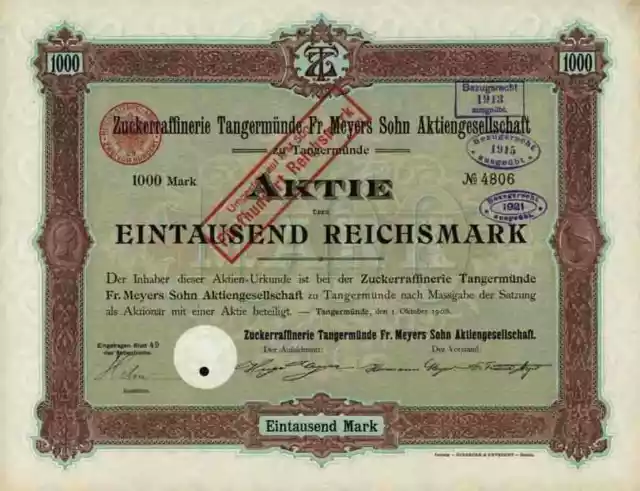 Zuckerraffinerie Tangermünde Fr.Meyers Sohn 1906 Sachsen Anhalt FEODORA Unilever