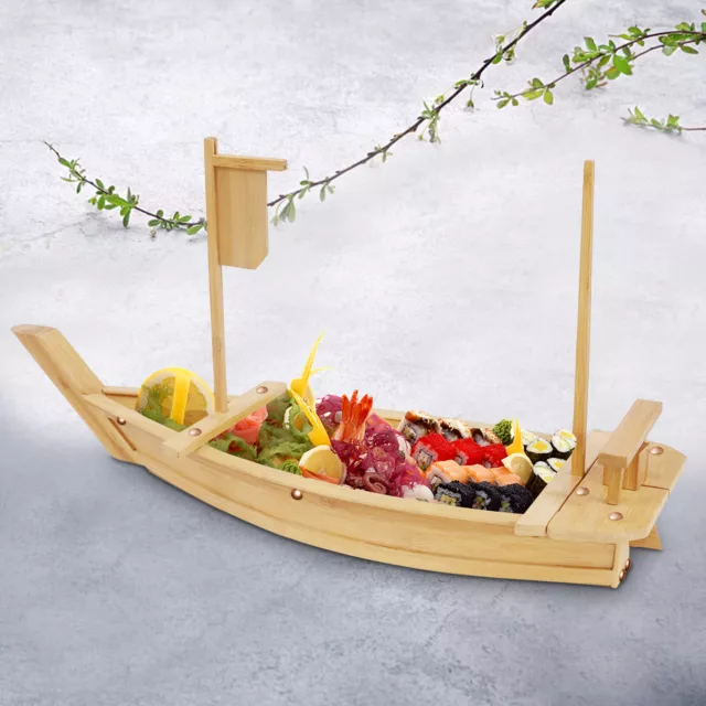 Wooden Sushi Boat Serving Tray 28 Inch Sushi Plate for Restaurant Parties Use
