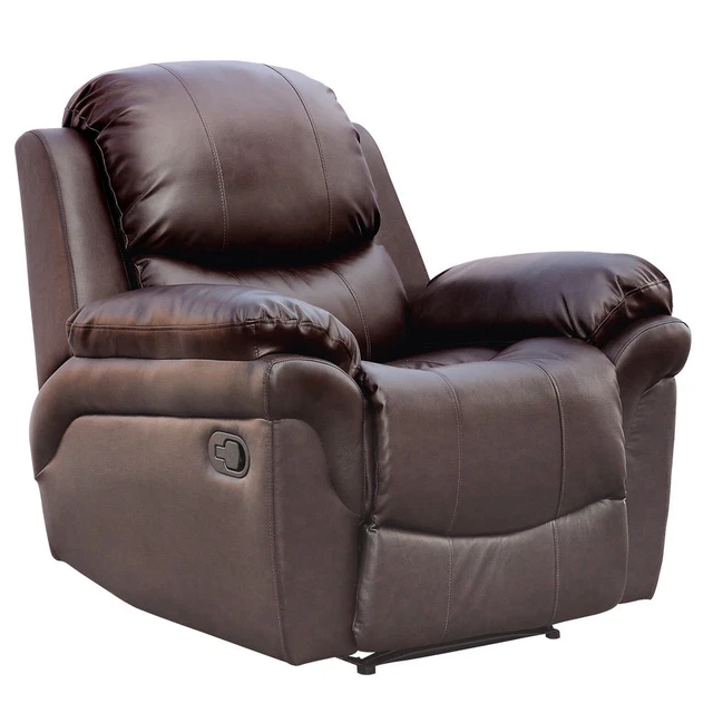 Madison Leather Recliner Armchair Sofa Home Lounge Chair Reclining Gaming