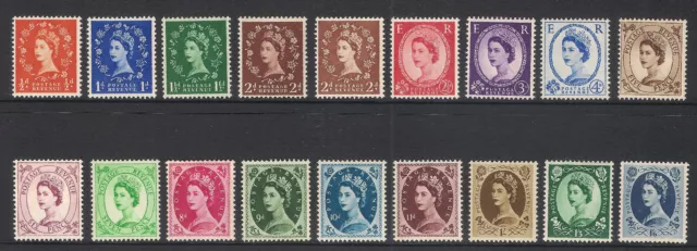 GB 1955 sg540-556 St Edwards Crown Wilding Set of 18 MNH Watermarks Checked